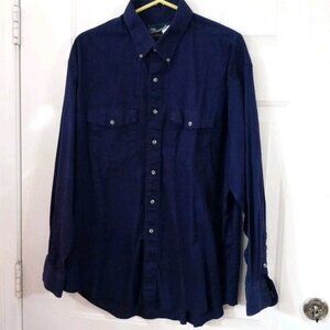 Vintage Wrangler Western Shirt Men’s XL Blue Button Up Twill Long Sleeve